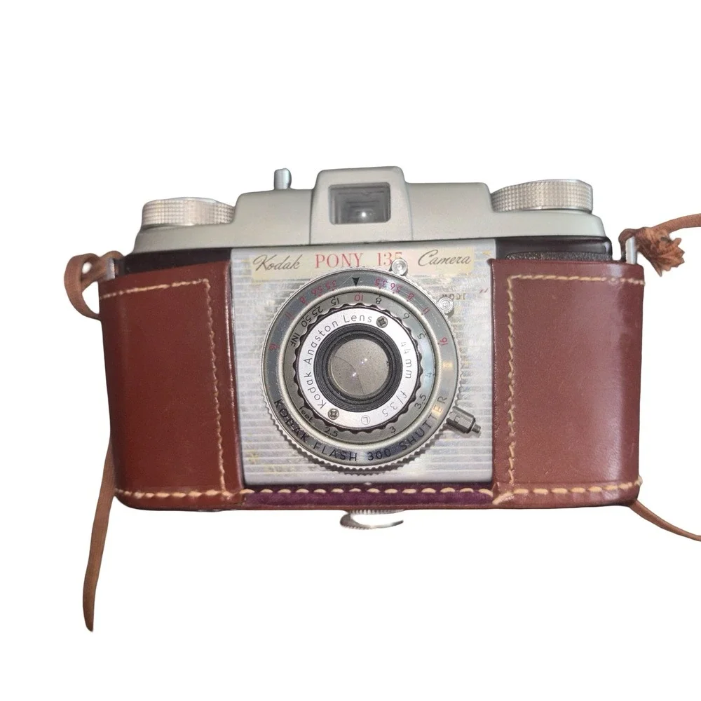 Vintage Kodak Pony 135 35mm Film Camera with Leather Case Anaston Lens